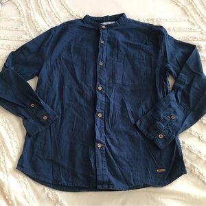Zara boy Size 10 Navy Blue Button-Up Shirt
